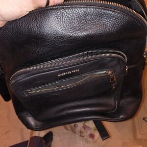 Black Leather Men's Backpack